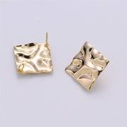 Aim Eternal - 1 Pair Golden Wavy Square Gold Filled Studs - K225