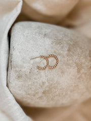 Beaded Huggie Hoop Earrings - Minimalist, Hypoallergenic: Gold