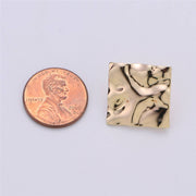 Aim Eternal - 1 Pair Golden Wavy Square Gold Filled Studs - K225
