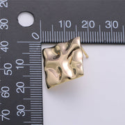 Aim Eternal - 1 Pair Golden Wavy Square Gold Filled Studs - K225