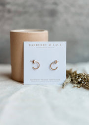 Beaded Huggie Hoop Earrings - Minimalist, Hypoallergenic: Gold