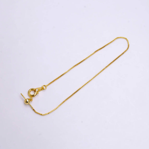 Aim Eternal - 14K Gold Filled 0.8mm Dainty Box Chain 7.5 Inch Slider Bracelet Adjustable bracelet | Z-907