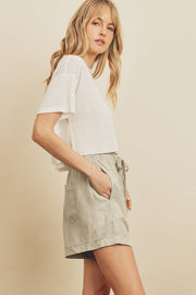 Cropped Raw Hem Tee