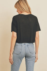 Cropped Raw Hem Tee