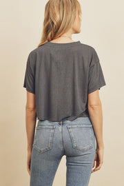 Cropped Raw Hem Tee