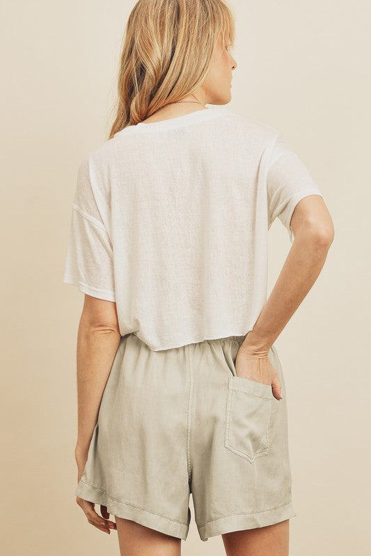 Cropped Raw Hem Tee