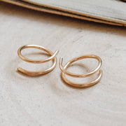 Twist-In Double Huggie Hoop Earrings - Minimalist: Gold
