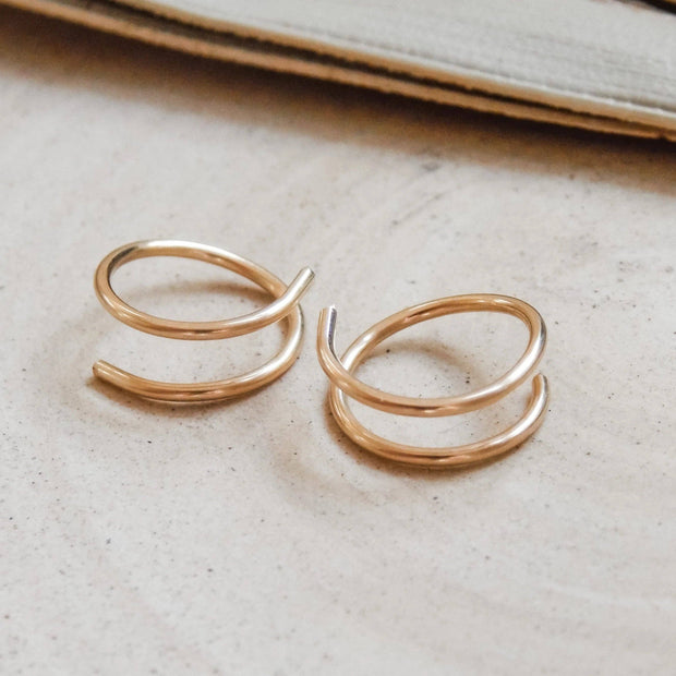 Twist-In Double Huggie Hoop Earrings - Minimalist: Gold