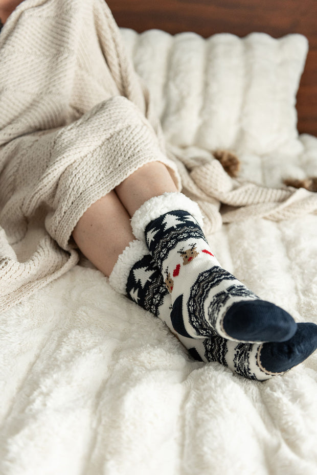 Reindeer Non-Slip Sherpa Lined Socks