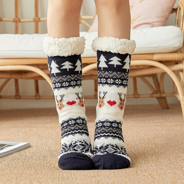 Reindeer Non-Slip Sherpa Lined Socks