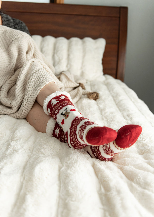 Reindeer Non-Slip Sherpa Lined Socks